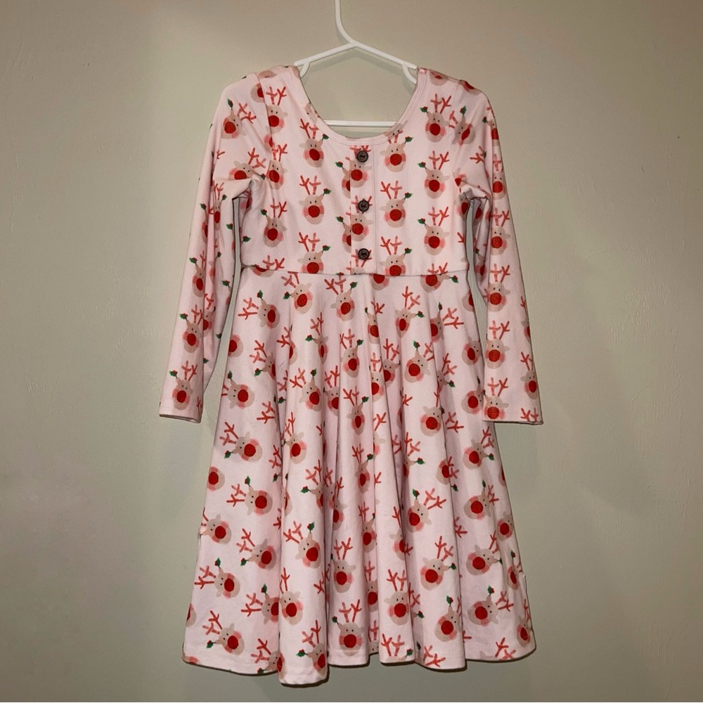 Jane + Jo Long Sleeve Reindeer Dress